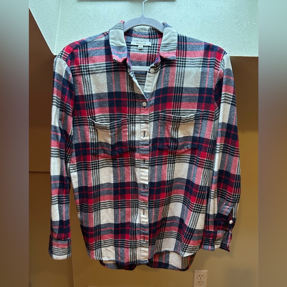 Madewell Red and Blue Plaid Casual Shirt